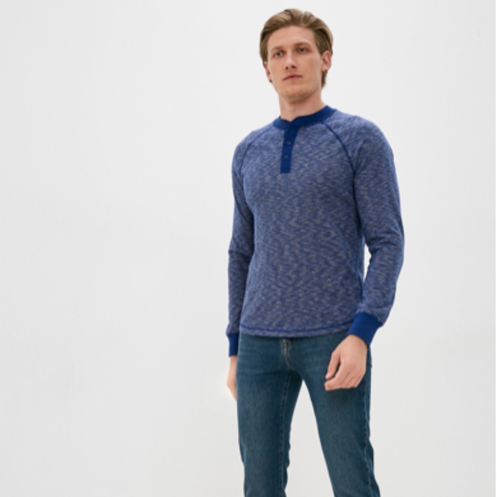 Gap Henley Striped Dark Blue Sz. L